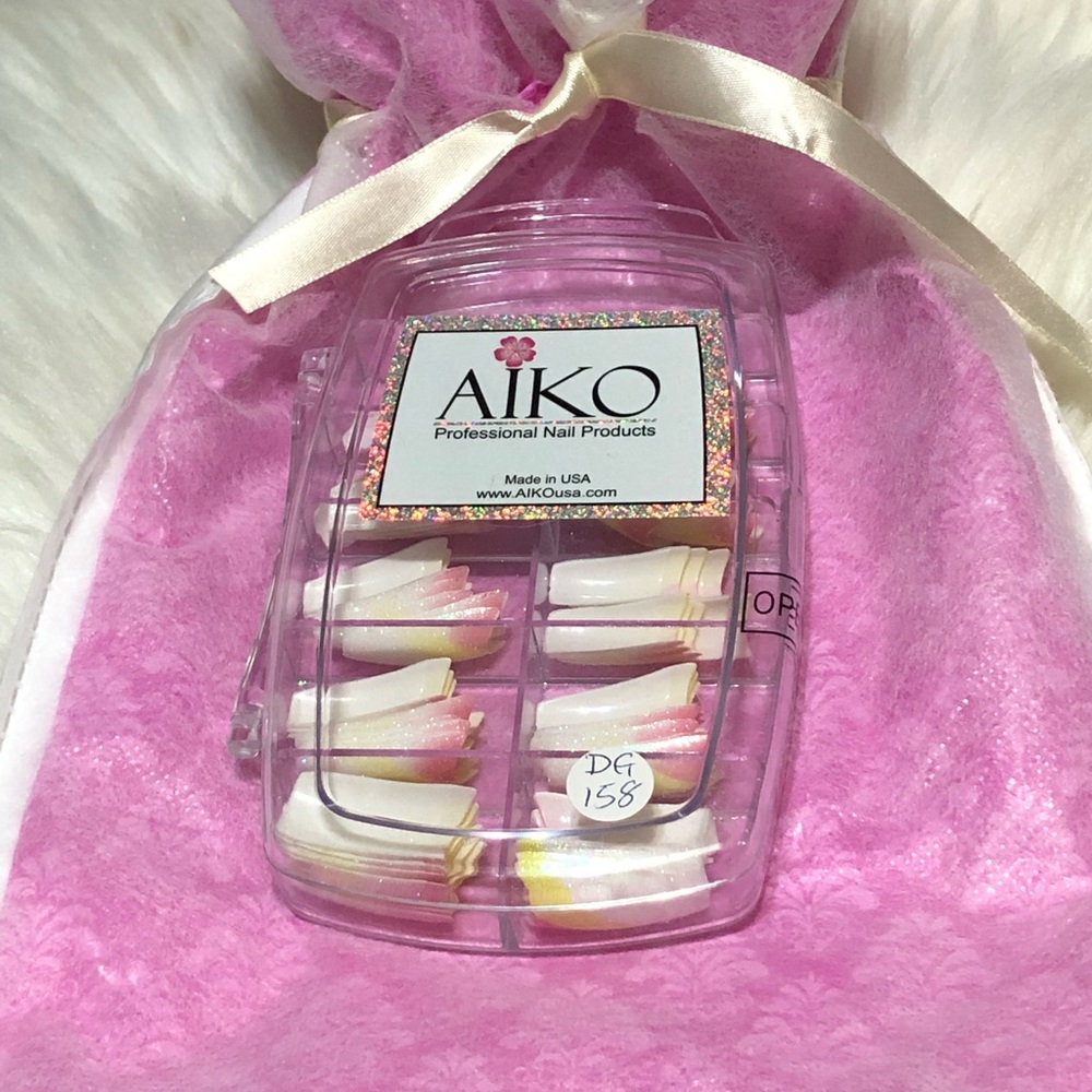 Nail Tips by AIKO Pink White & Yellow Frosted Nail Tips Set New/Unopened